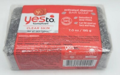 Yes to Tomatoes Clear Skin ACTIVATED CHARCOAL BAR SOAP 7oz All Skin Types detox
