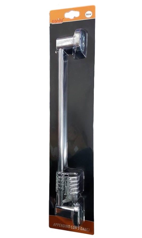 Bagno Asta Porta Asciugamani Montaggio A Parete Cromato Con 5 Ganci dfh