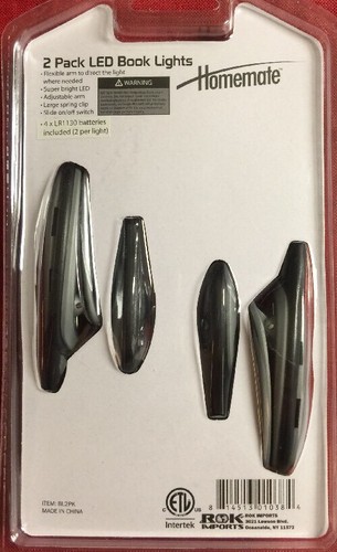 LOT OF 4 NEW HOMEMATE LED Book Lights Batteries Included 2 Packs Sealed