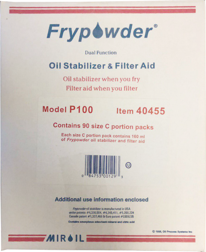 MirOil P100 Fry Powder Oil Stabilizer Filter Aid, 90 x160ml Size C Portion packs
