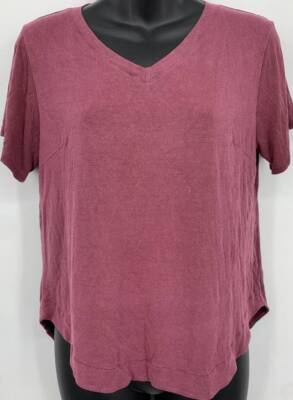 Allison Izu Women Becca Top Tee Shirt XS Extra Small Purple Short Sleeve New