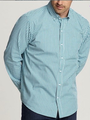 Cutter & Buck Size Large Light Blue Gingham button Down Dress Shirt Top