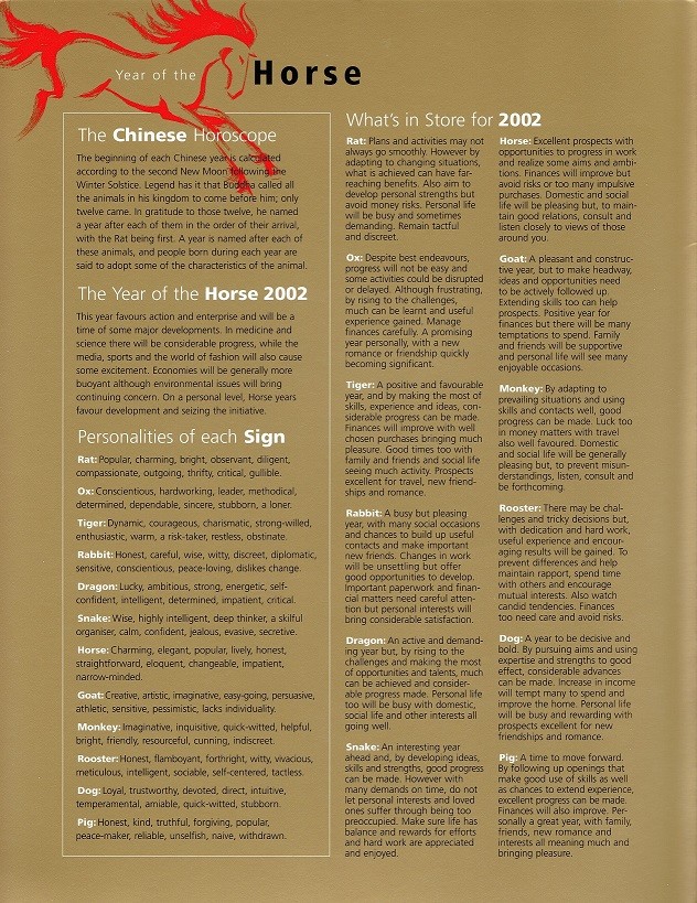 “2002 Year of the HORSE” - Pack w/ 2002 Canada, China & Hong Kong Postage Stamps