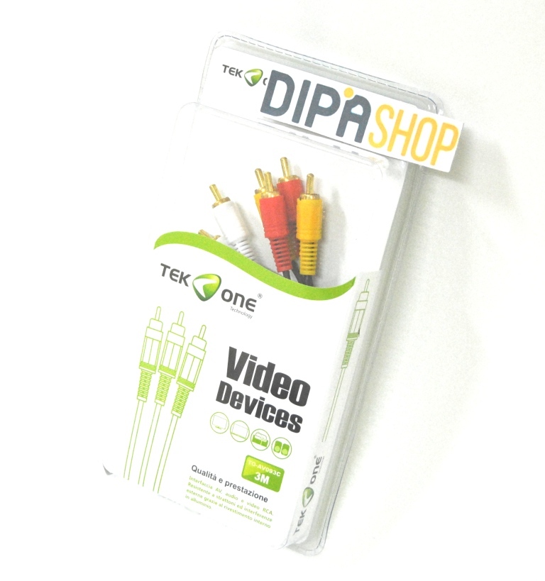Cavo Audio Video TeKone TO-AV093C Adattatore 3 RCA - 3 RCA M/M Lunghezza 3m hsb