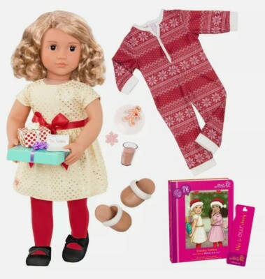 New Our Generation Noelle 18'' Holiday Christmas Doll Dress Pajamas 2 outfits 