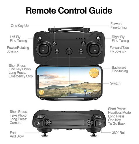 FPV Wifi RC Drone Wide Angle HD 4K Camera Foldable Quadcopter Selfie + 4 Battery