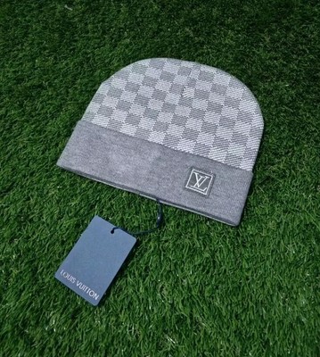 Louis Vuitton Beanie Damier Petite Gray LV Monogram Logo 100% Authentic