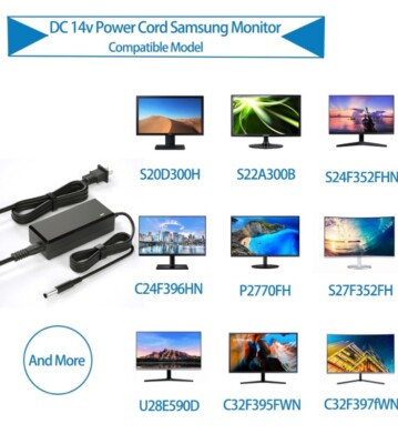 for Samsung Monitor Power Cord DC 14V 4A for Samsung