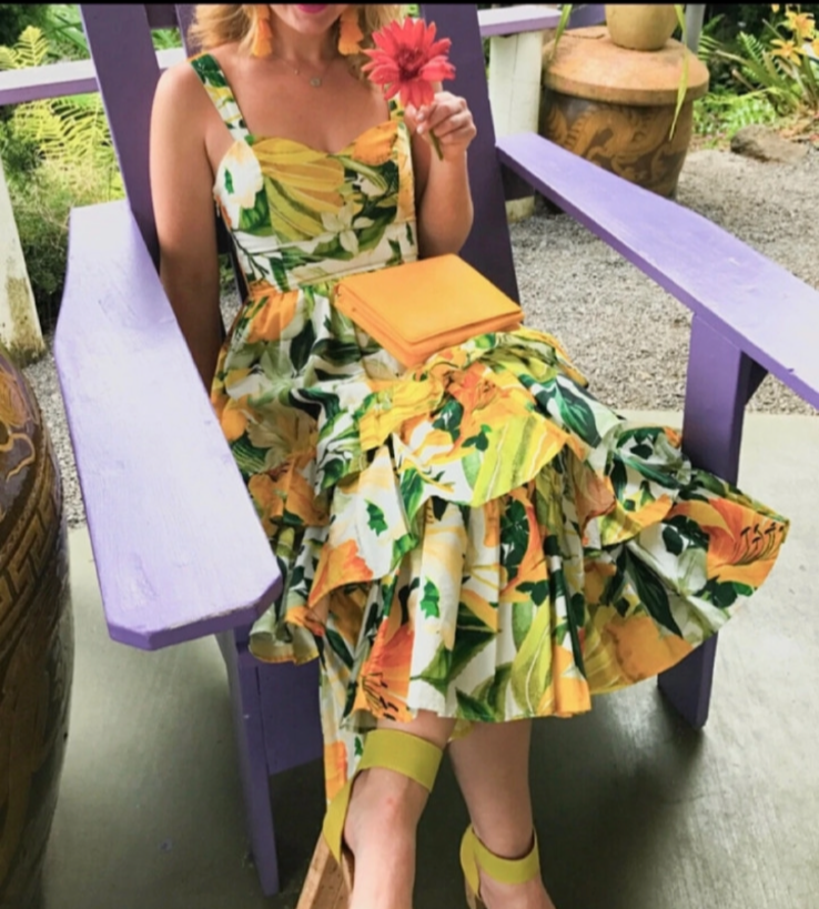 h&m dress size 8 small summer lemon trropical floral