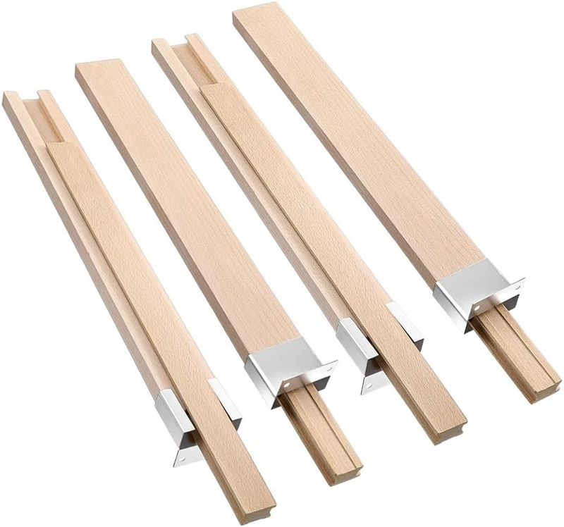 4 PCS 16 Inch Wooden Drawer Slides, with Metal Buffer Slide Rail, Simple and Sty