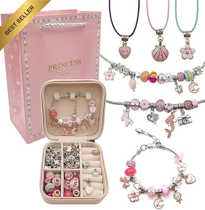 Bracelet Making Kit for Girls, 66Pcs Charm Bracelets Kit with Box, Jewelry Charm