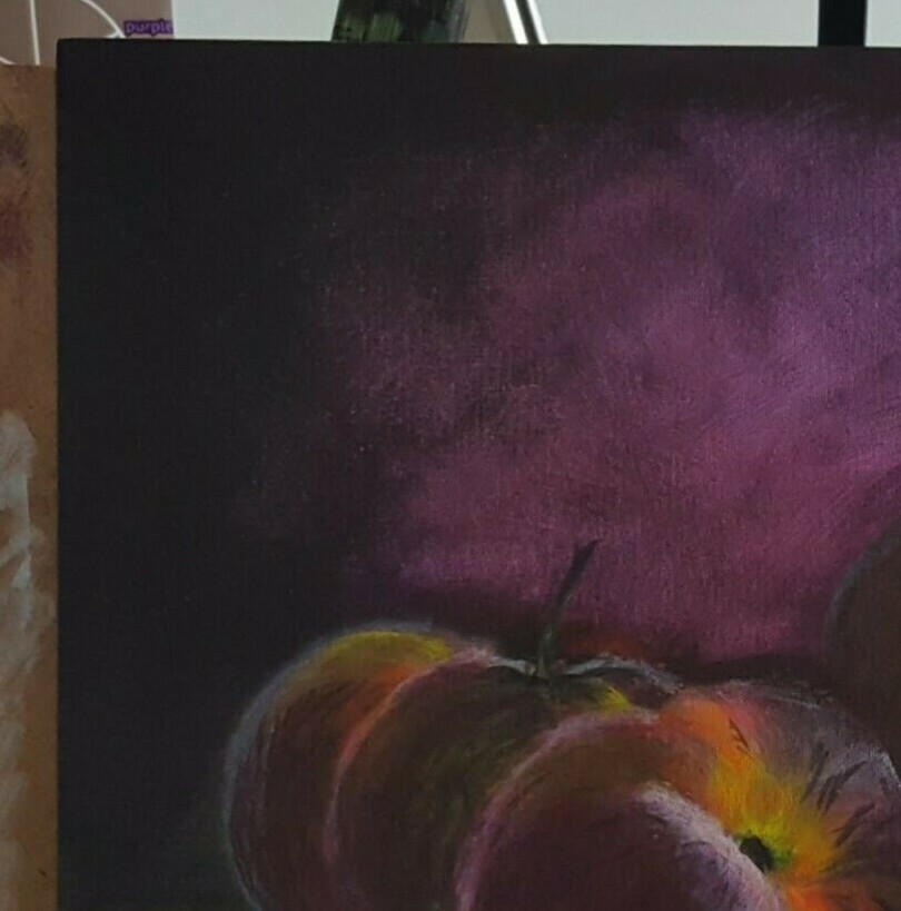 Painting Still life Peaches fruit Nature Morte Original Fine Art Signed M. Kravt