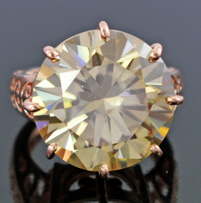 14 Ct Certified Lab Created Champagne Diamond Solitaire Ring 925