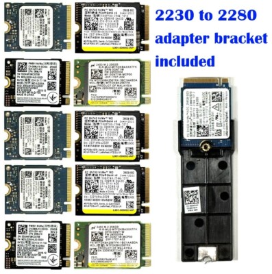 LOT of 10 Mixed WD/Samsung/SK Hynix 256Gb PCIe NVMe SSD M.2 2230 w/ 2280 adapter