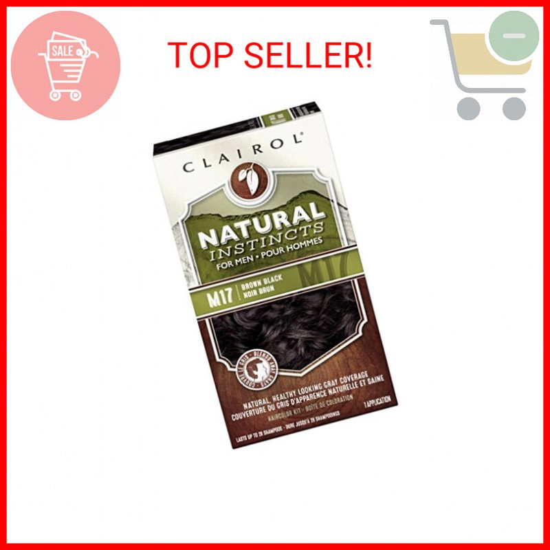 Clairol Natural Instincts Semi-Permanent Hair Dye for Men, M17 Brown Black Hair
