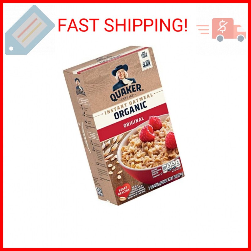 Quaker Instant Oatmeal, Organic Regular, 7.9 Oz (Packaging May Vary)