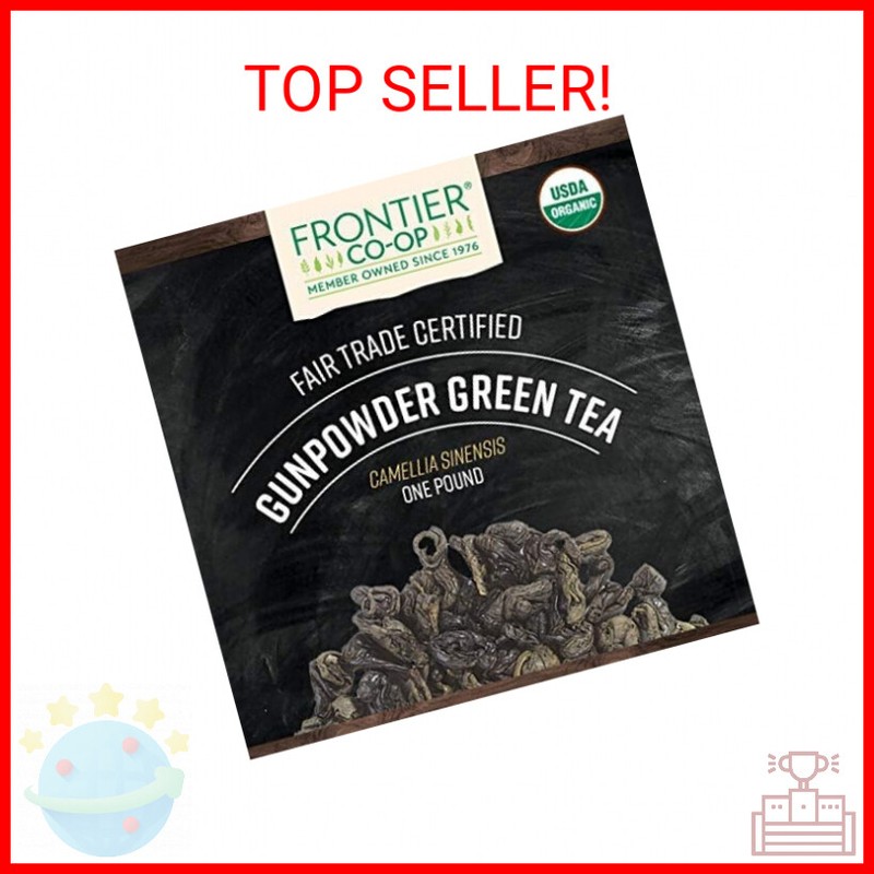 Frontier Co-op Organic Gunpowder Green Tea Leaves, 1-Pound Bulk, Smokey Green Te