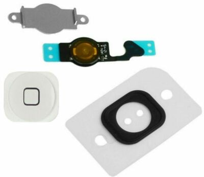 iPhone 5 Home Button replacement WHITE Key Cap + Flex Cable Holder Film NEW