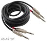 10ft Kirlin Dual 1/4" TRS Stereo Male to Male Plug Noise Free Black Audio Cable