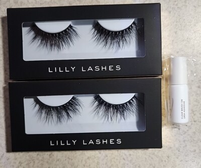 2 Pair Lilly Lashes Premium Synthetic Dallas Faux Mink Lashes Free Glue