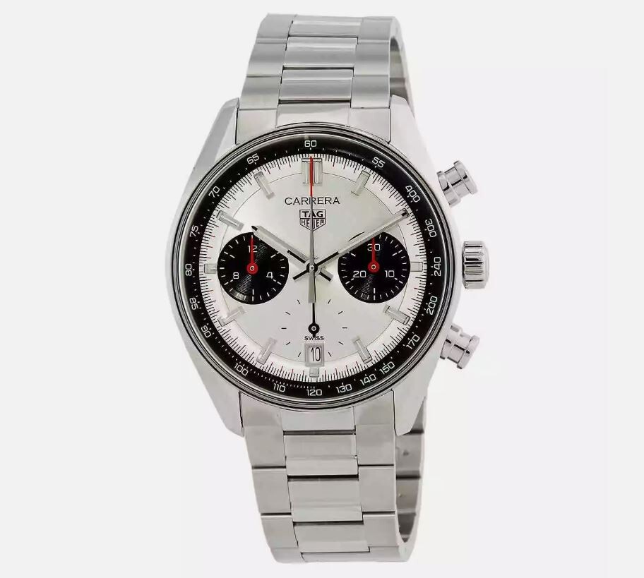 Pre-owned Tag Heuer Carrera Chrono White Panda Dial Steel 39 Mm Men's Watch Cbs2216.ba0041