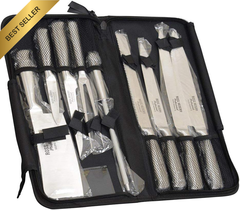 Eclipse 9 Piece Chefs Knife Set with Carry Case in Stainless Steel