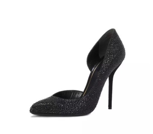 Pre-owned Gucci $1650 Crystal Noah D'orsay Black High-heel Pump 39/9