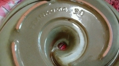 Frankoma pottery  #30 ashtray with handle prairie green