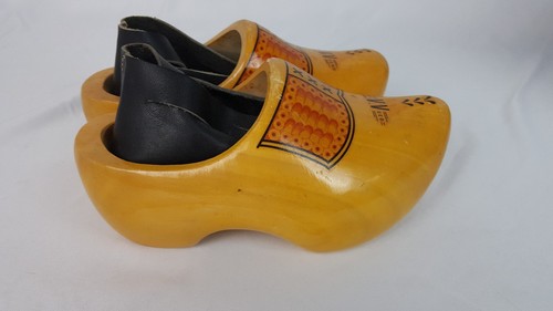 Pair of Decorated Made in Holland Wooden Shoes Child Size 27 17.5 cm