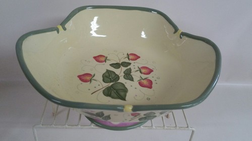 Pedestal bowl centerpiece from Party Lite strawberries and green