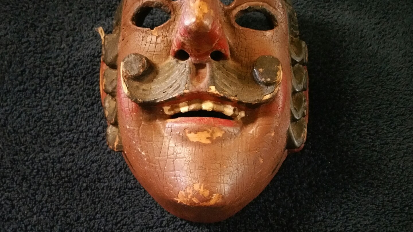 OLD Guatemalan Hand Carved Wooden Dance Mask 