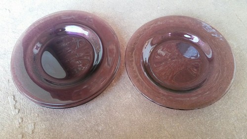 AMETHYST GLASS Salad or Dessert Plates - 8in  Set of 4 Antique