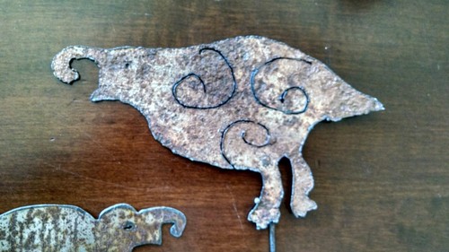 2 Quail Yard Garden Plant Stake Markers Handmade from Scrap Metal 4