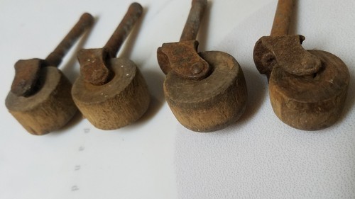 BUY IT NOW! LOT of 4 Vtg.Wooden Wheels Casters Furniture Table Chair Dresser