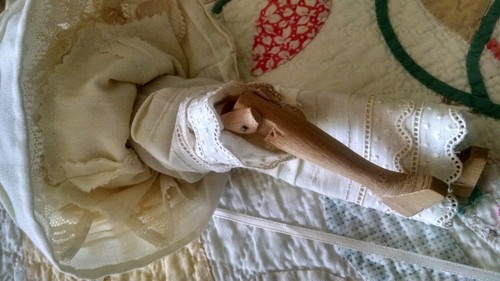 Shackman Porcelain Head & Wooden Jointed Arms Legs DOLL Hand Painted Victorian