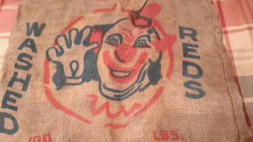 RARE VINTAGE (CLOWN)  POTATO BURLAP SACK BAG 21