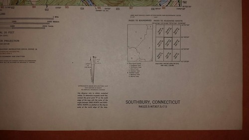 1940's Army (like USGS) topographic map Southbury Connecticut -Sheet 6366 I NW