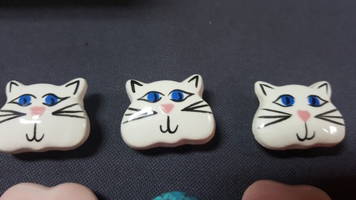BUTTON COVERS, WHITE CATS, PINK HEARTS, SILVER WESTERN THUNDERBIRD & MORE