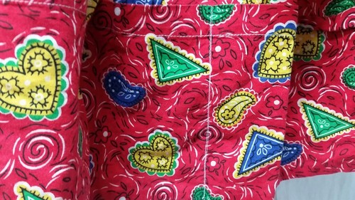 Handmade Half Apron Pockets Sewn on Towel Red With Hearts