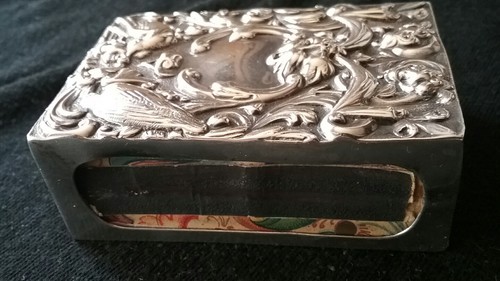 Antique Sterling Silver Repousse Match Box Cover by William Comyns & Son 1885