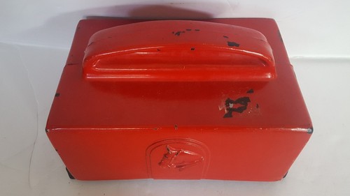 Art Deco Red & Black Horse Head Poker Chip & Cards Caddy Bakelite