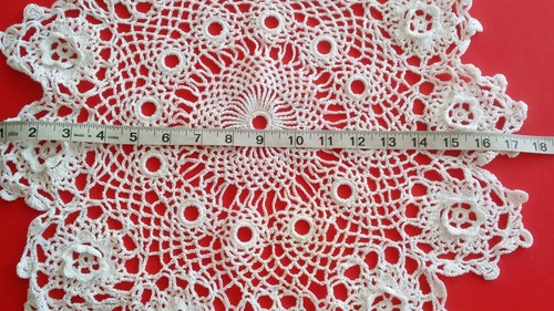 NEW 2 Piece Set Hand Crochet Doilies White 17