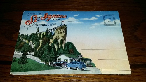 Vintage 1940s Accordion Postcard Booklet Mackinac Island St Ignace, Michigan MI