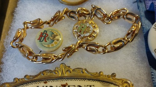 Oddfellows Rebekah medal pin ribbon lot fraternal pins real gold I.O.O.F.