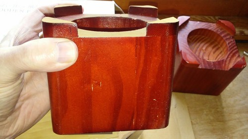 New Set of 4 Wooden Bed Lifts Risers GPT001 Warm Mahogany Finish 4.4 x 4.4 x 3.8