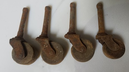 BUY IT NOW! LOT of 4 Vtg.Wooden Wheels Casters Furniture Table Chair Dresser