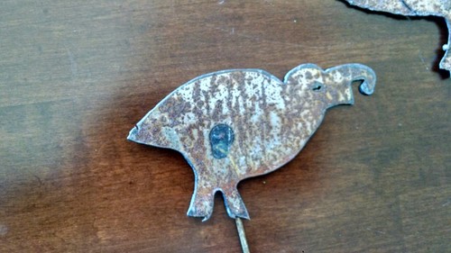 2 Quail Yard Garden Plant Stake Markers Handmade from Scrap Metal 4