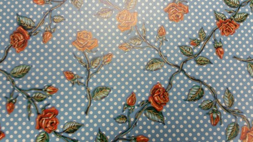 Full ream 18 inch wide Polka Dot Roses gift wrap 833 feet