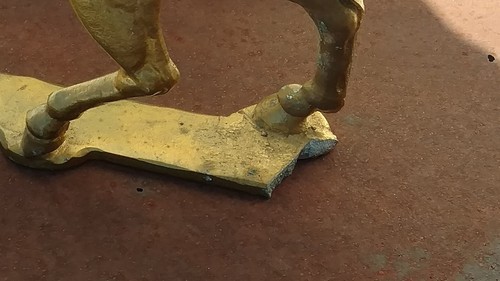 Primitive Metal Weathervane Animal trotting horse VINTAGE gold wash