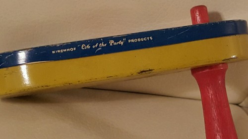 Vintage Kirchhof Newark Childs Metal Noisemaker Toy Life of the Party Collectibl